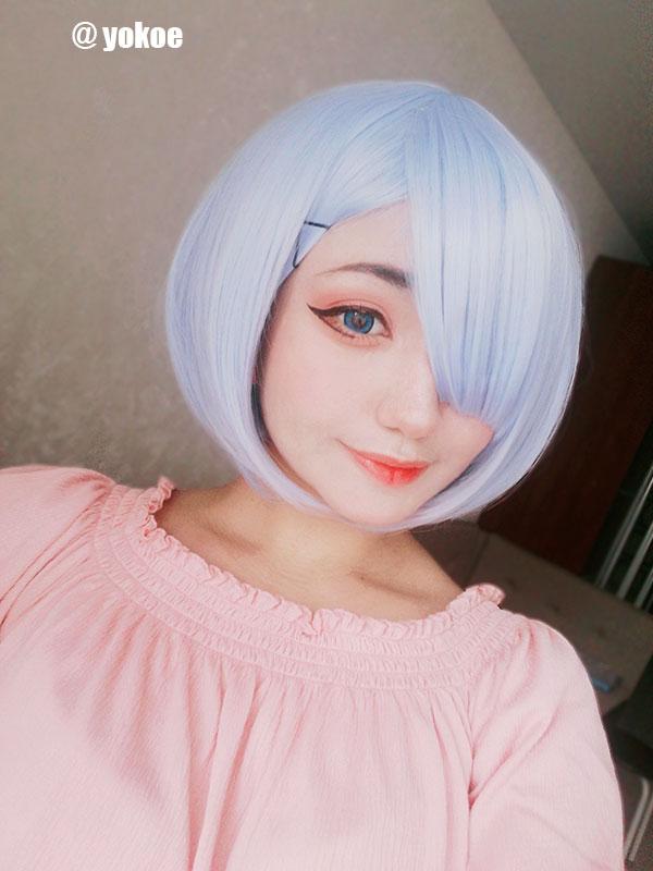 Re: Life de arte de cero en otro mundo REM Anime Cosplay Wigs pelucas sintéticas Cortas pelucas de cabello azul claro