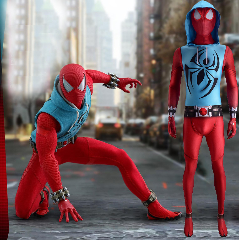 Marvel Superhero Scarlet Spider Suit Fusion Spider Hero medias Cosplay Cosplay Mermanitán de mono para adultos/niños